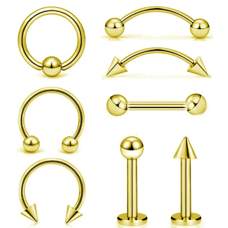 8Pcs Stainless Steel Eyebrow Rings, Lip Ring Nose Hoop Tongue Ring Septum Nose Pierci lifestyle view