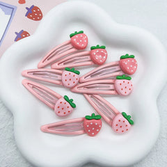 2 Pcs Cute Sweet Strawberry Hairpin Lovely Pink Hair Clips Girls Bangs Clips BB Snap alternate view