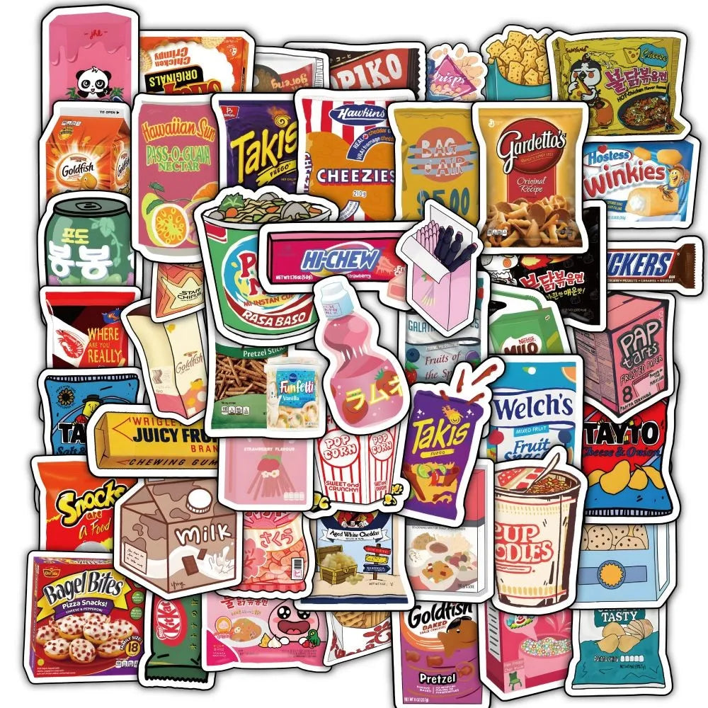 59PCS Classic Snacks Graffiti Stickers | Waterproof Decals for Laptop Skateboard Bicycle detail view