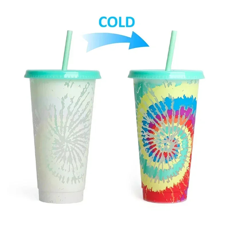 710ml Reusable with Straws Creative Water Cups Changing Colour Cup Magical Plastic Co alternate view