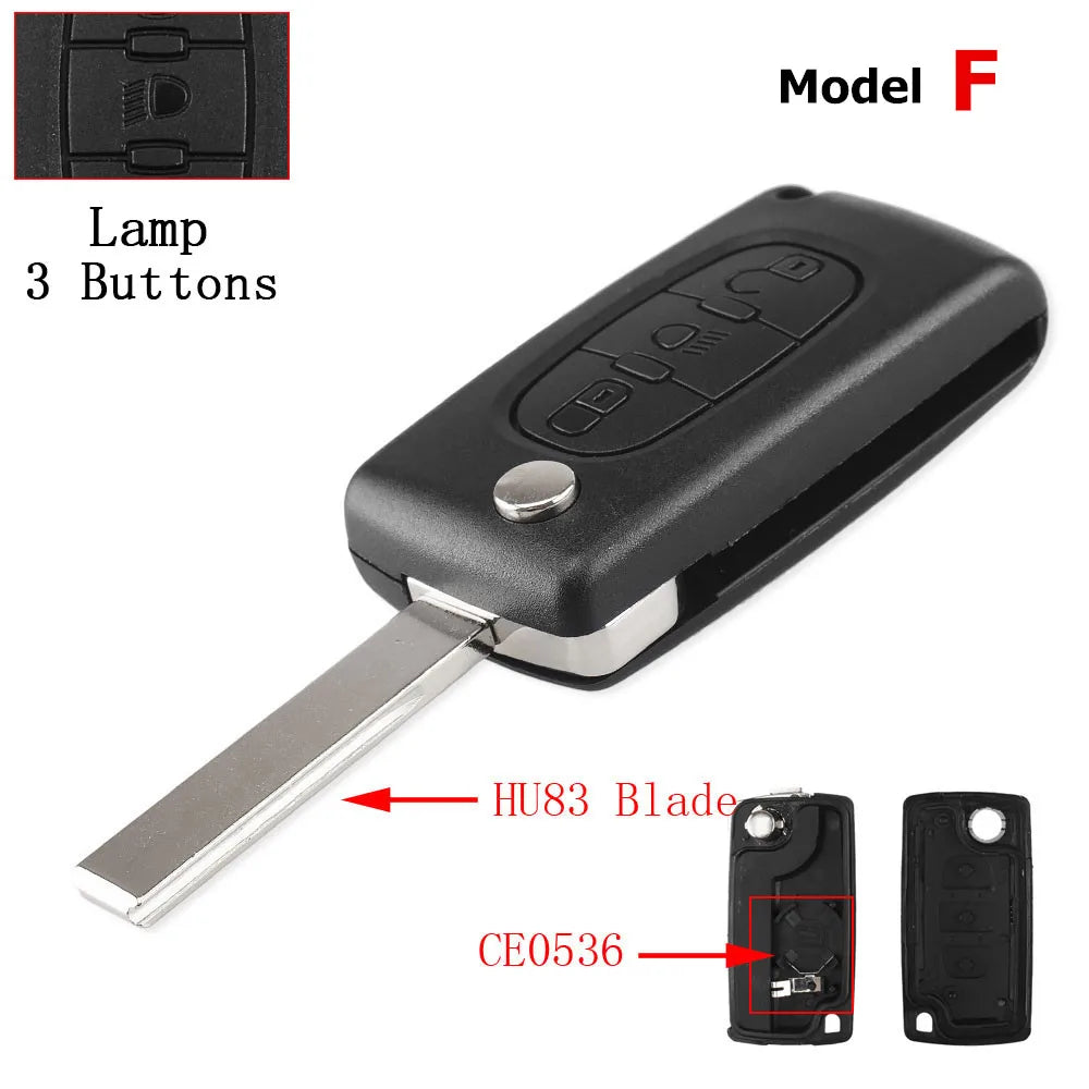 Flip Key Shell Case for Peugeot 207 307 308 407 Citroen C2 C3 detail view