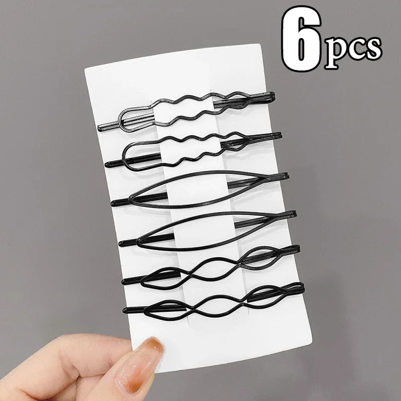 3/12Pcs Black Hair Clips Bobby Pins Wavy Fashion Hairpins Metal Barrettes Invisible B lifestyle view
