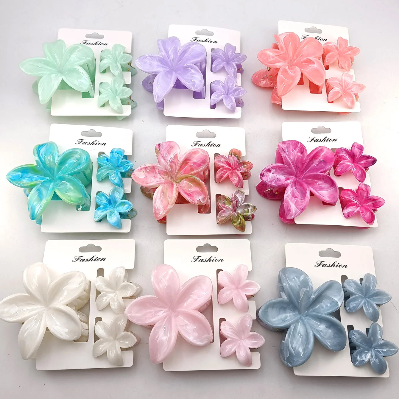 3/6/9/12PCS Hawaiian Gradient Flower Hair Claw Clip For Women Girl Fashion Plastic No alternate view
