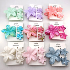 3/6/9/12PCS Hawaiian Gradient Flower Hair Claw Clip For Women Girl Fashion Plastic No alternate view