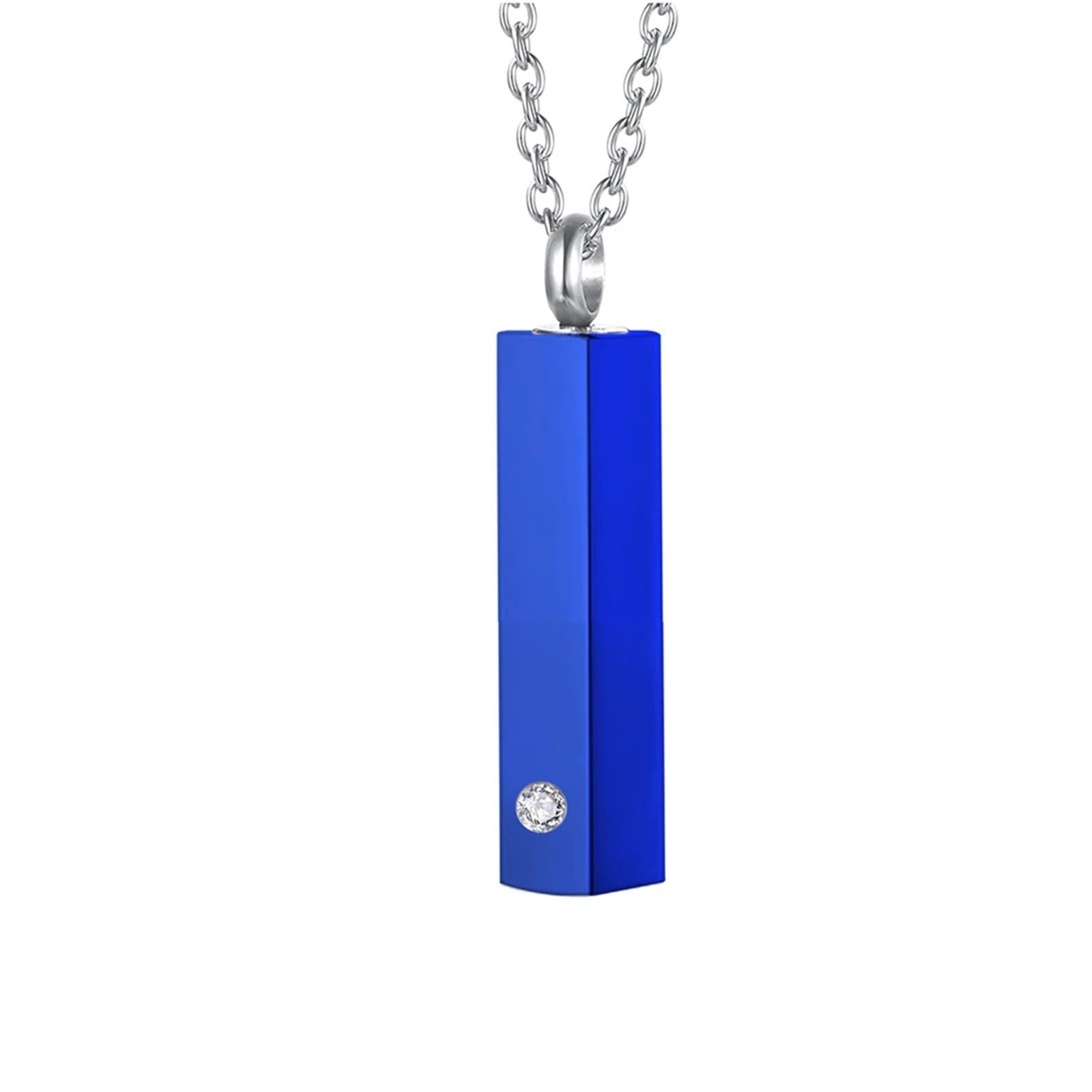 Cube Urn Necklace for Ashes Aluminum Alloy Cremation Necklace with Crystal Memorial P alternate view
