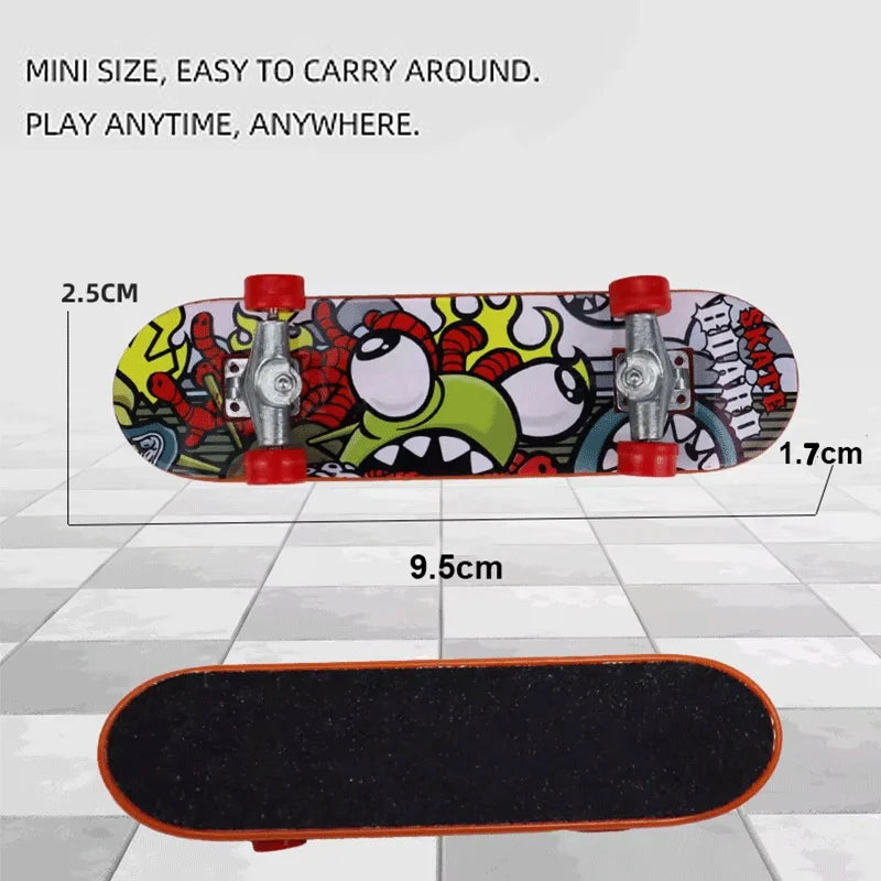 Mini Finger Skateboard Professional Alloy Stand Fingerboard Toy | Cool Graffiti Fin additional angle