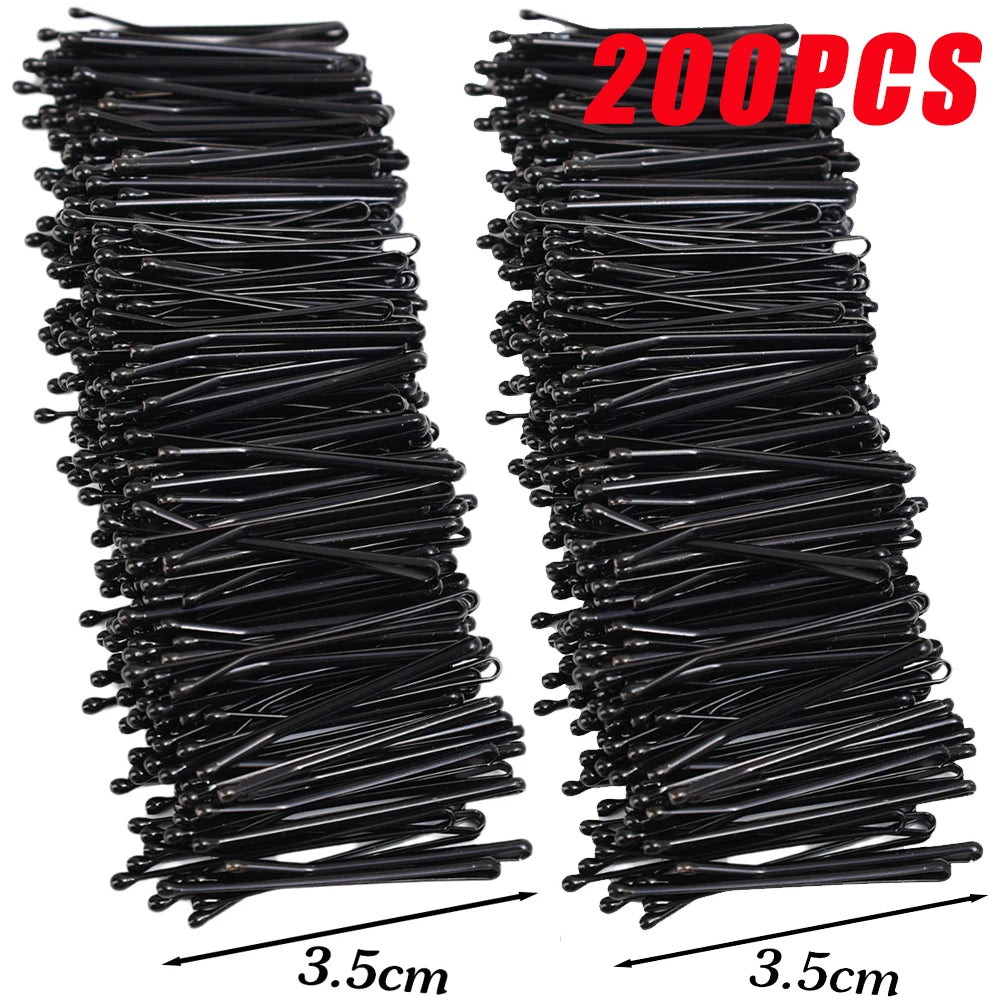 3.5CM Ultra-Invisible Black Straight Line Hair Clip Long-Lasting U-shaped Needle Lady Hairpins Curly Wavy Grips Women Bobby Pins