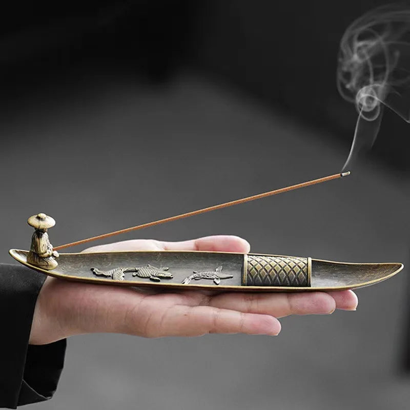 Creative Incense Holder | Japanese Old Men Fishing Incense Stick Burner detail view