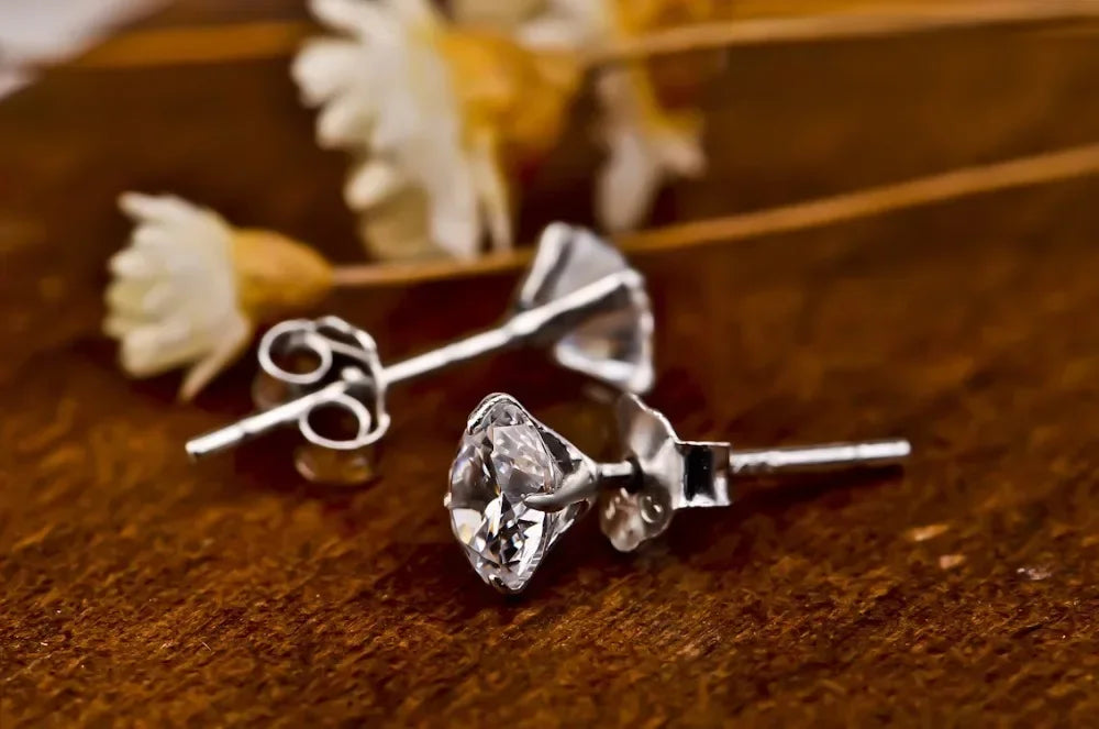 Crystal Zircon Genuine 925 Sterling Silver Earrings 999 Sterling Silver Cubic Zirconi lifestyle view