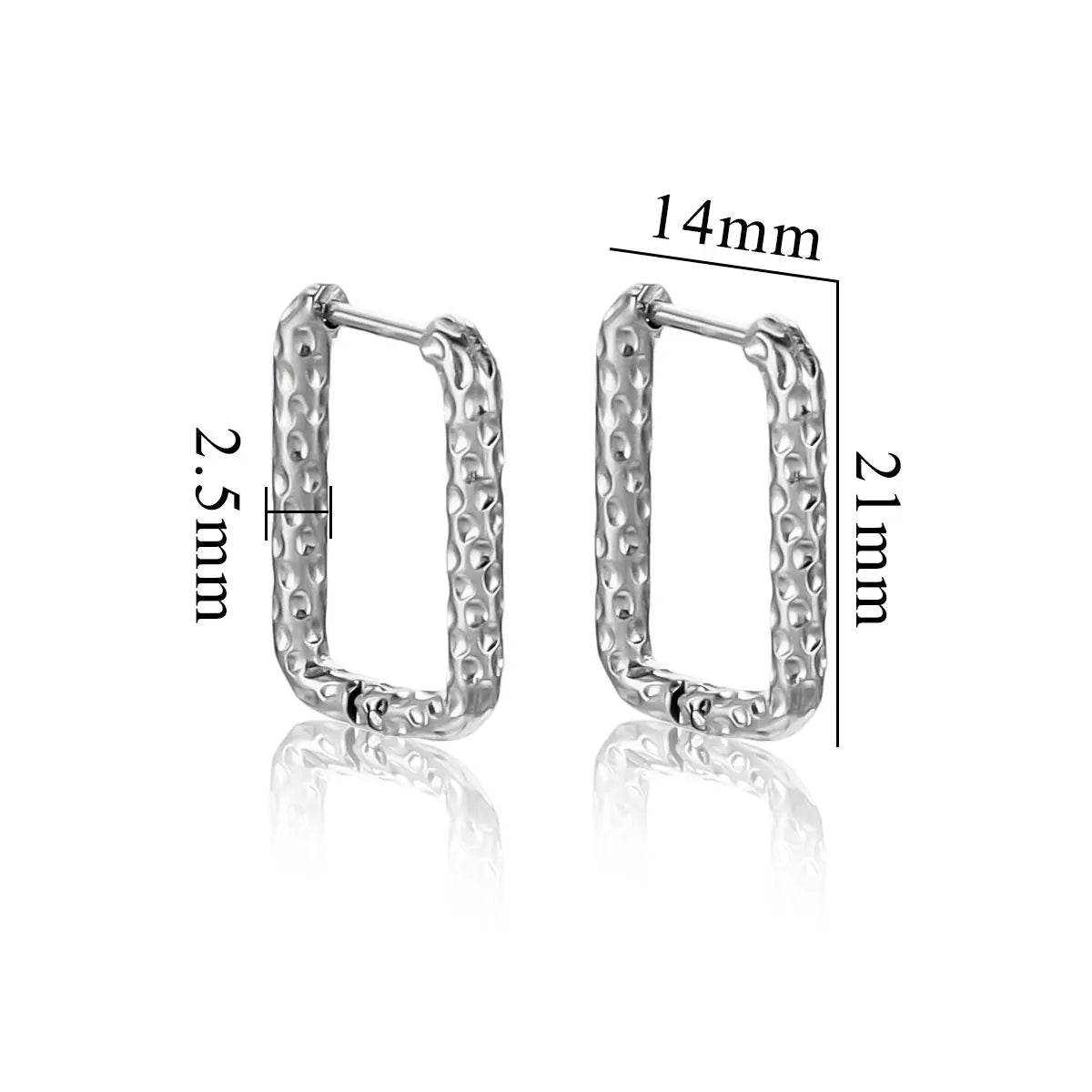 6pcs Stainless Steel Rectangular Textured Earrings | 18K Gold Plated DIY Jewelry Fi additional angle