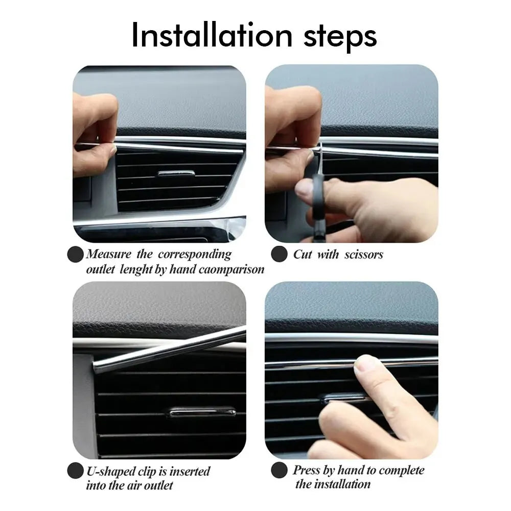 10Pcs 20cm Car Air Conditioner Outlet Decorative U Shape Moulding Trim Decor Strips additional angle