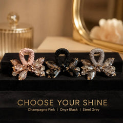 Pink Floral Crystal Rhinestone Hair Claw Clip Elegant Hair Accessories for Wedding Daily Party Dating Hair Accessories