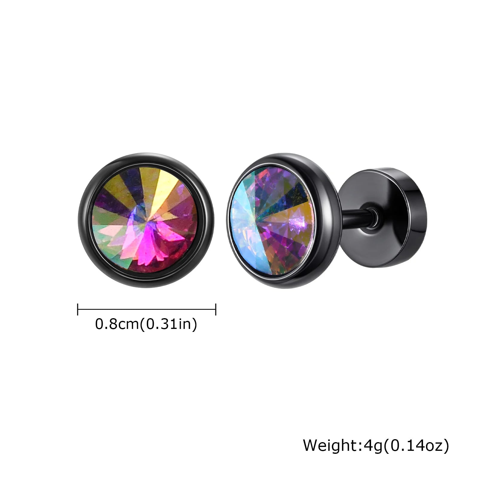 Stainless Steel Men’s Earrings | 8mm Multi-Faceted Screw Back Stud lifestyle view