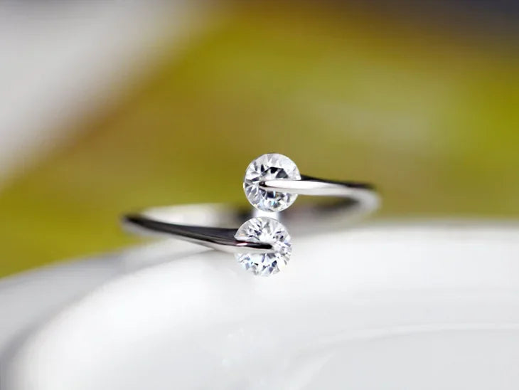 Real 925 Sterling Silver Rings Open Design 925 Sterling Silver Aaa Zirconia Adjustabl lifestyle view