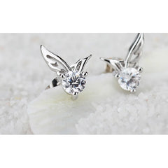 New in 925 Sterling Silver Angel Wings Zircon Stud Earrings For Women Luxury Designer Je detail view