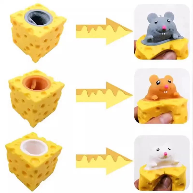 Squeeze Cheese Cup Fidget Toy Set | Mouse Rabbit Frog Stress Relief lifestyle view