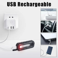 USB Rechargeable LED Flashlight with Shoulder Clip and Warning Flashing Light | Keycha close-up view