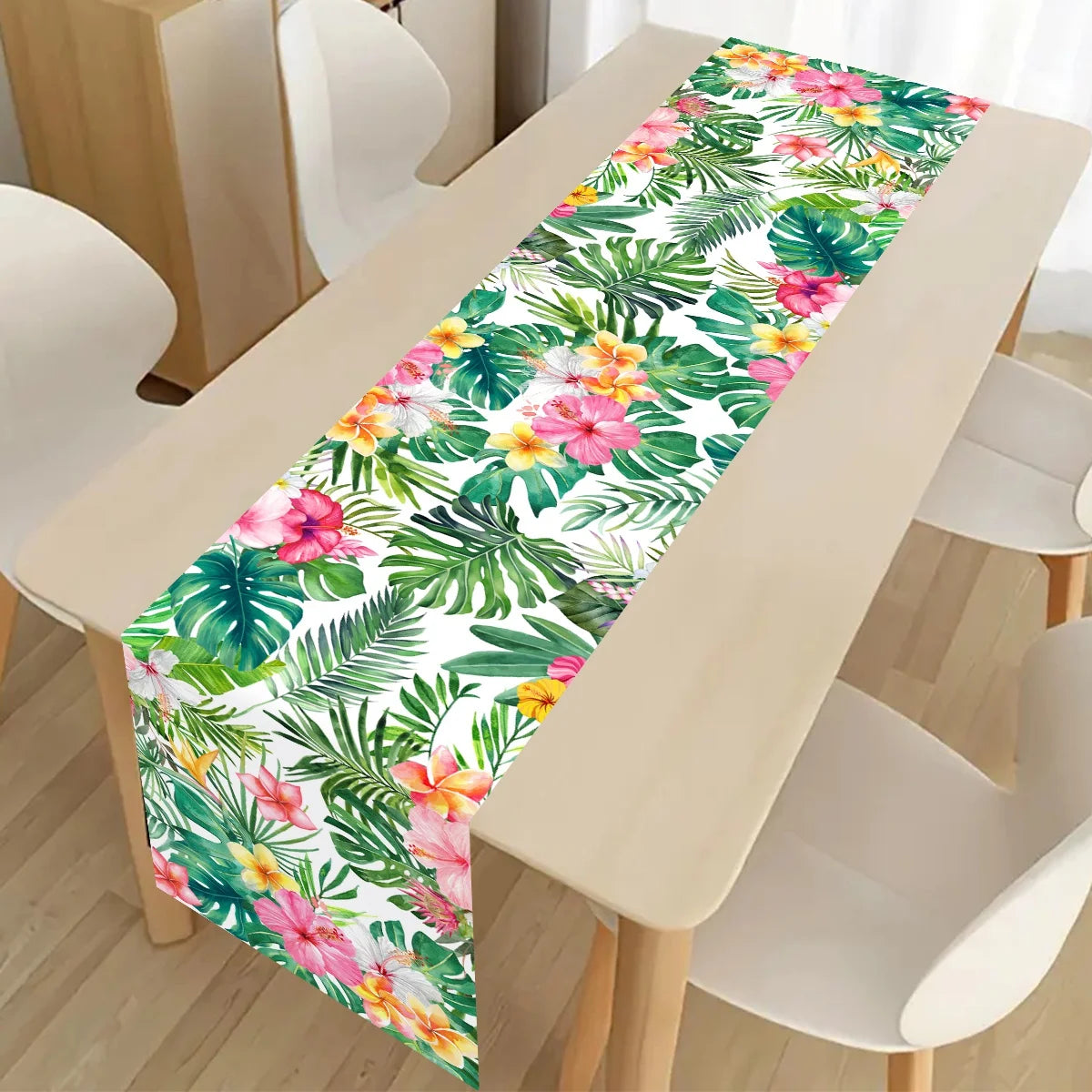 Tropical Hawaiian Party Tablecloth and Candy Bags Set | Flamingo Summer Decor additional angle