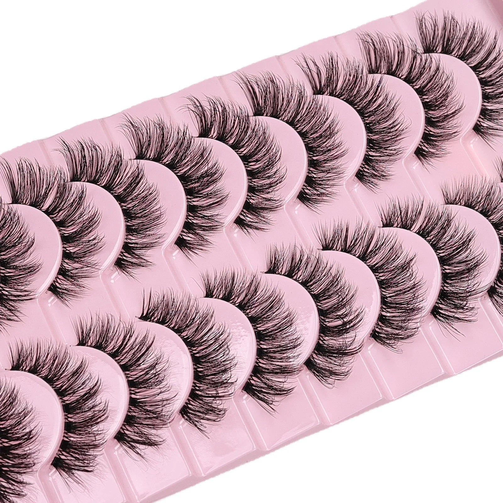 10 Pairs Natural Fluffy False Eyelashes Wispy Lashes | 3D Volume Strip Lashes D Curl lifestyle view