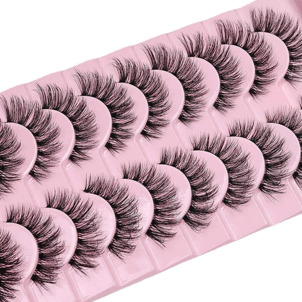 10 Pairs Natural Fluffy False Eyelashes Wispy Lashes | 3D Volume Strip Lashes D Curl lifestyle view