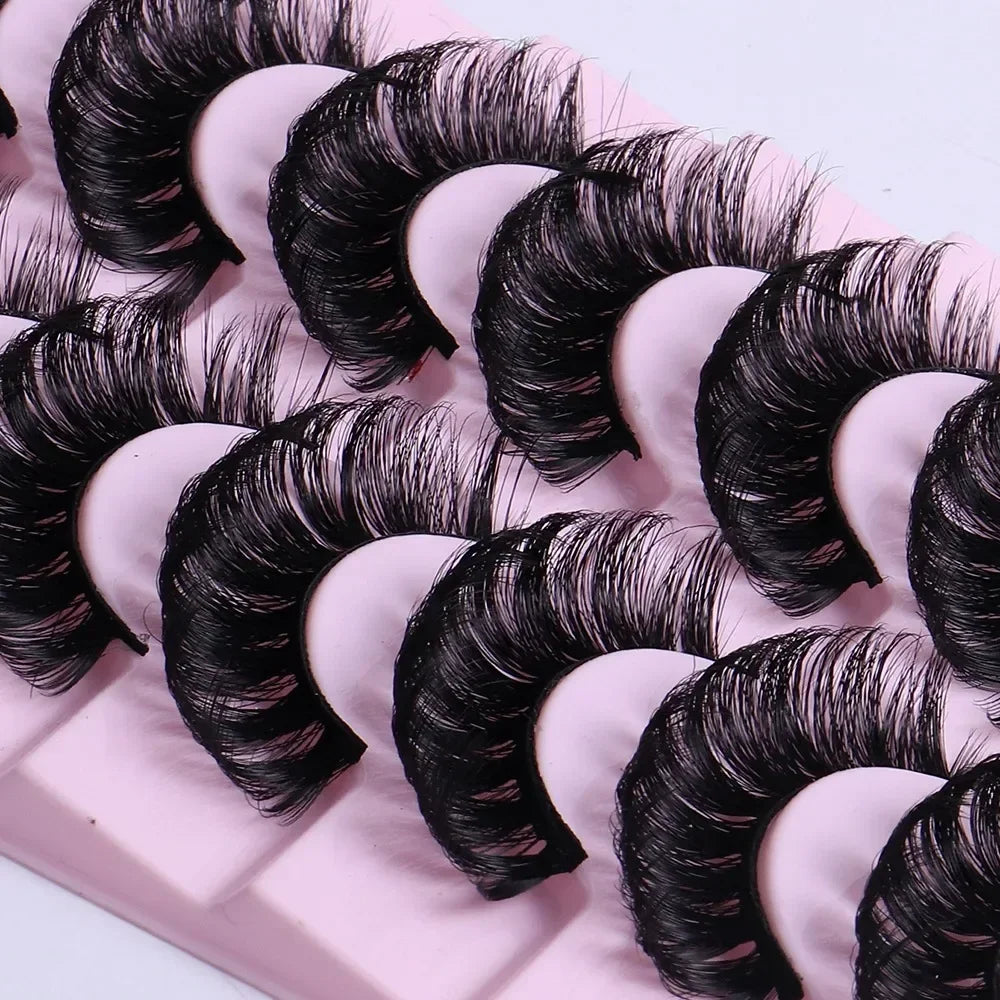 10 Pairs D Curl False Eyelashes Russian Volume Strip Lashes Fluffy Thick Wispy Fake Eyel detail view