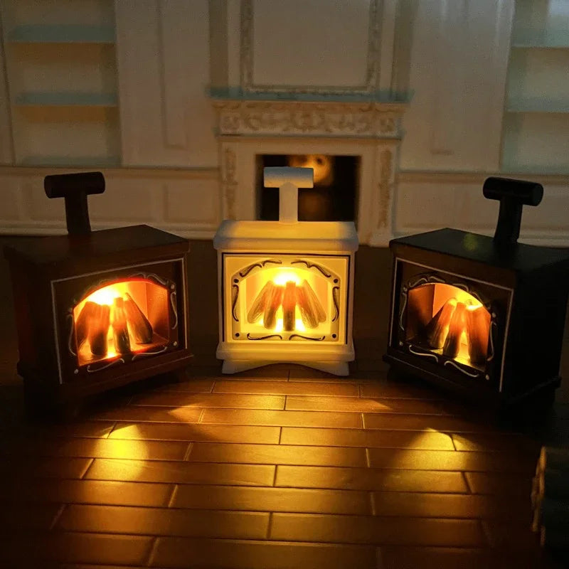 LED Mini Fireplace Night Light | Creative Home Decoration close-up view