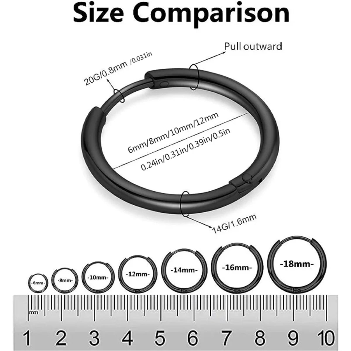 316L Stainless Steel Huggie Hoop Earrings | Hypoallergenic Cartilage Piercing Jewelry fo detail view
