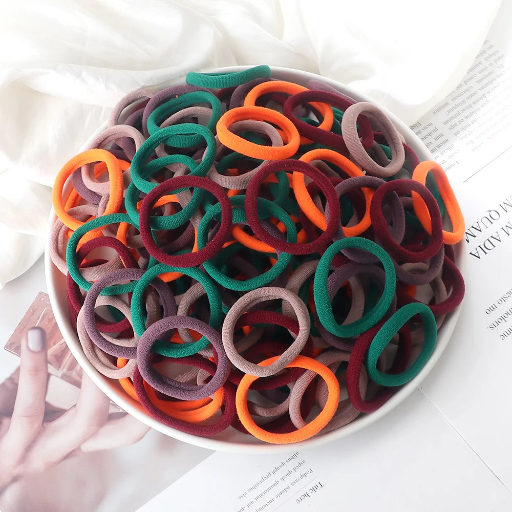 51 Colors Basic Elastic Hair Band for Girls 20/30/50PCS 4cm Simple Solid Color Headba alternate view
