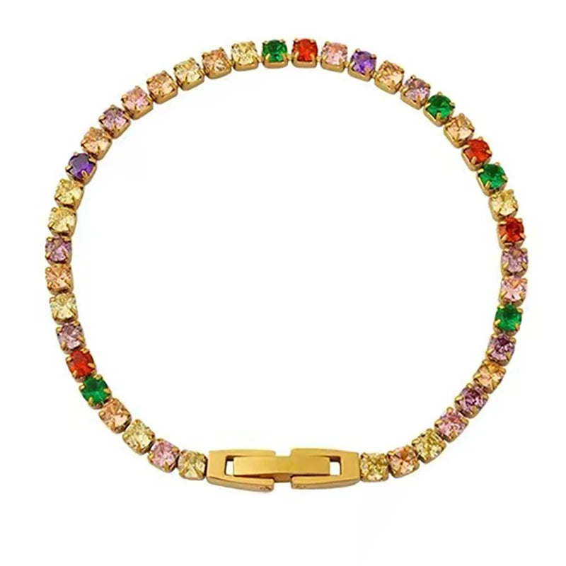 Dopamine Colored Zircon Collarbone Chain | Gold Colour Women's Trend Necklace additional angle