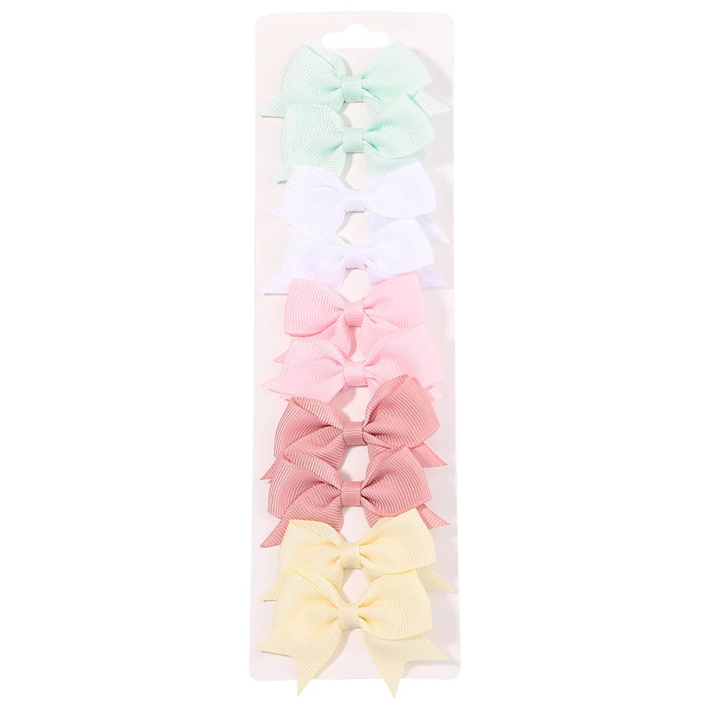 10Pcs/Set Solid Color Kids Bows Hair Clips for Baby Girls & more detail view