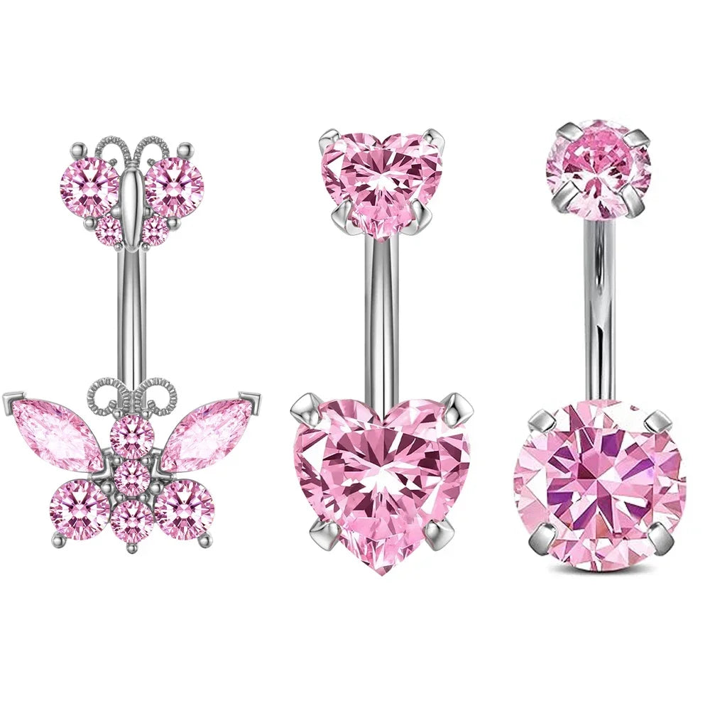 Belly Button Piercings Set Dangled Curved Navel Piercing Ombligo Pack Belly Rings Jewe close-up view