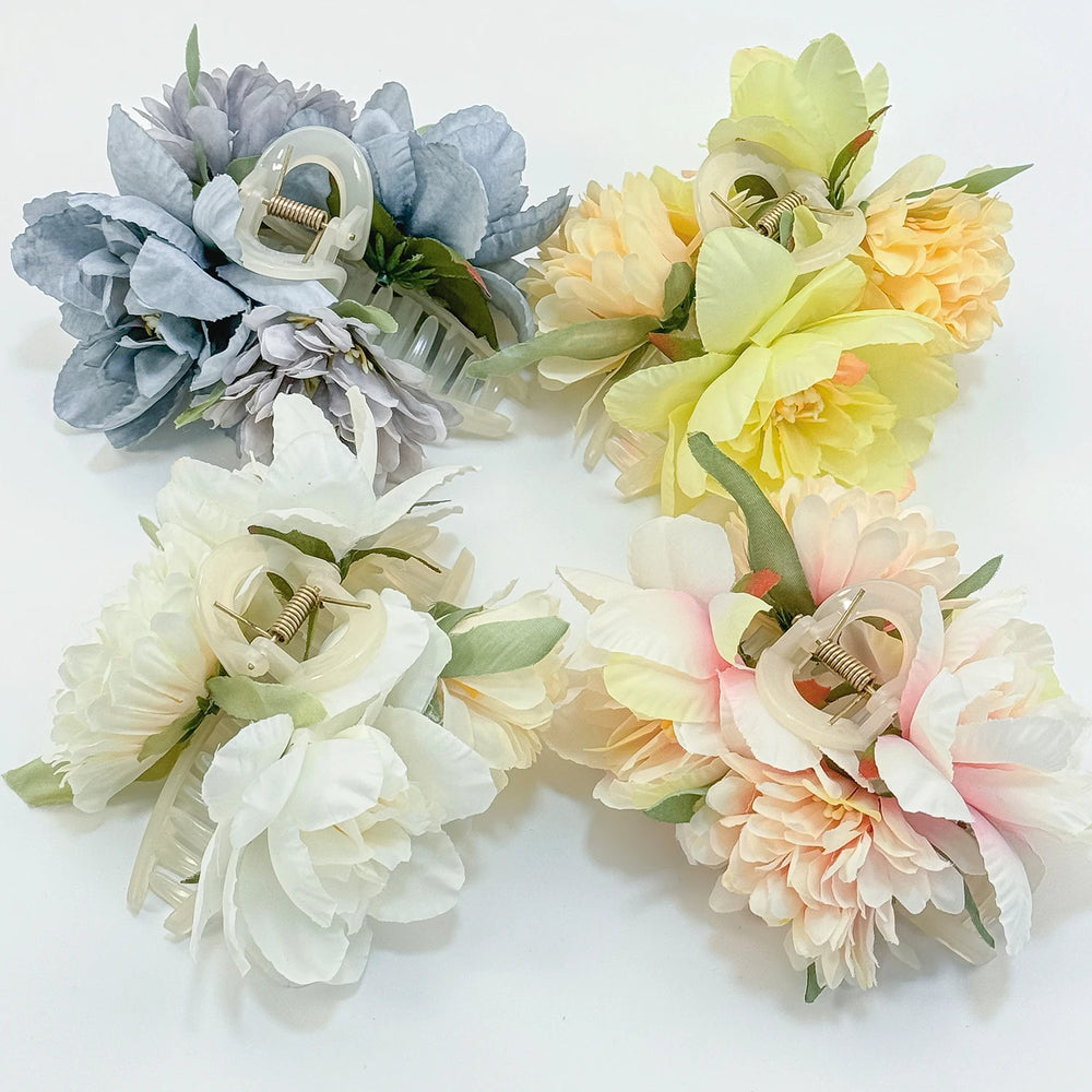 Girls Flower Hair Claw Clips Wedding Headdress For Bridal Bridesmaid Party Flower Hair C detail view