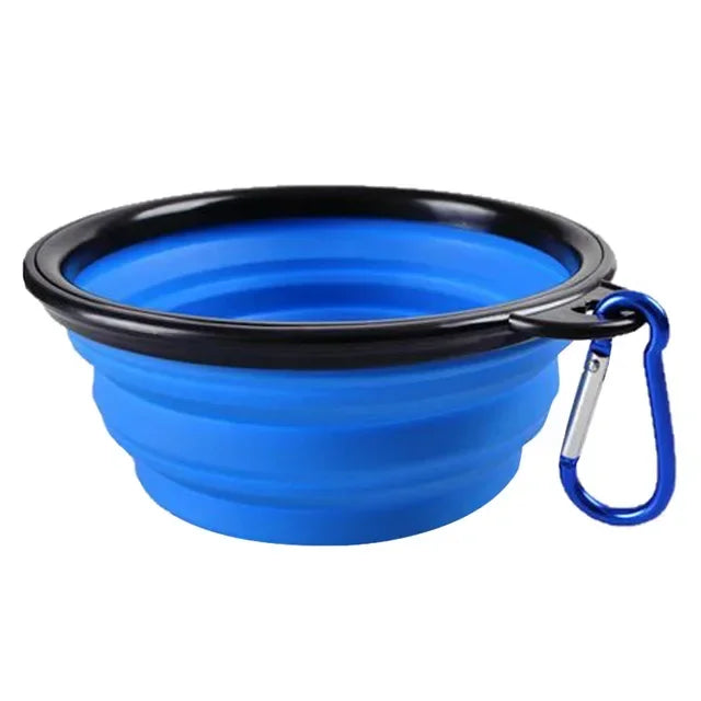 Collapsible Pet Silicone Dog Bowl | Portable Travel Food and Water Bowl with Carabiner close-up view