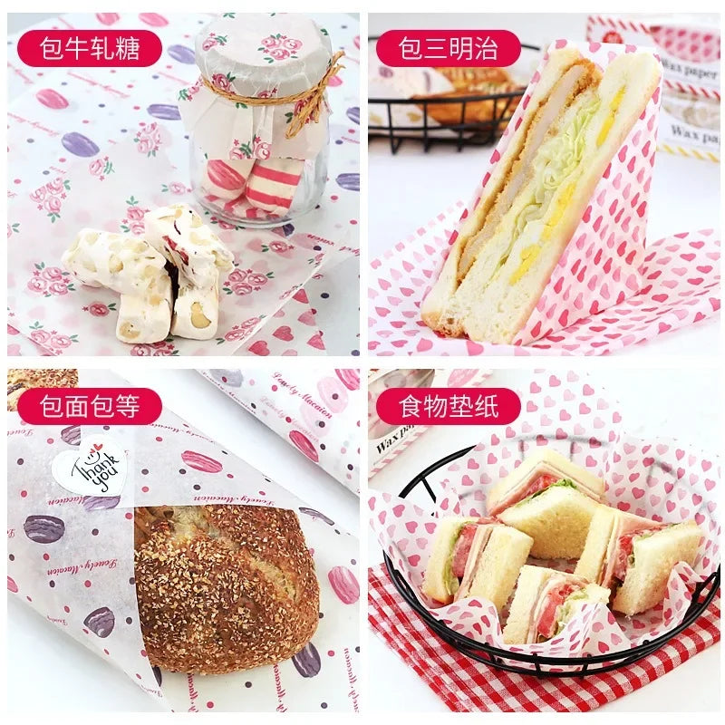 50Pcs Food Grade Wax Paper Wrap | Non-Stick Greaseproof Kitchen Paper for Sandwiches Bur detail view