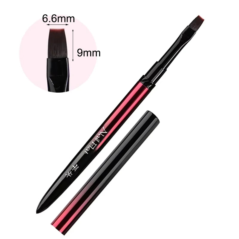 Nail Art Brush Metal Handle Phototherapy Acrylic UV Gel Brush Nails Extension Builder close-up view