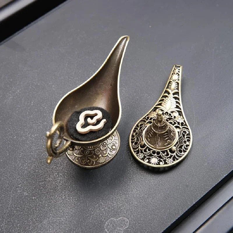 Antique Style Metal Incense Burner | Aladdin Lamp Candle Holder for Home Decor lifestyle view