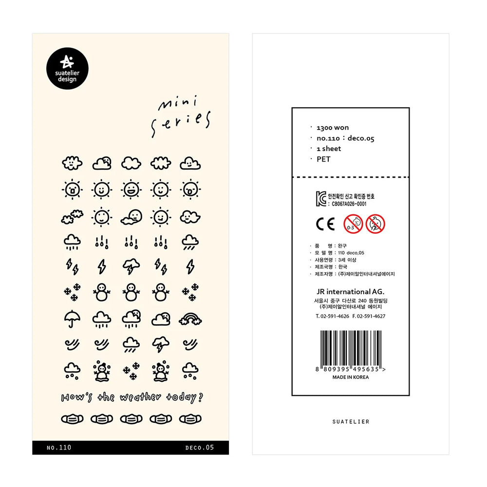 Sunshine Rain Weather Mini Sticker Set | Korean Import Scrapbooking and Journaling additional angle