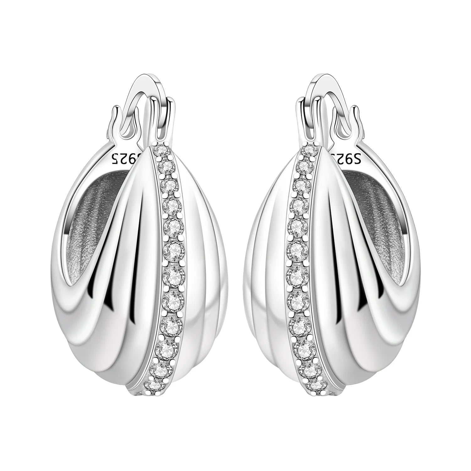 Orstarry S925 Sterling Silver Square Chain With Stone Inlaid Earrings Hoop Earrings additional angle