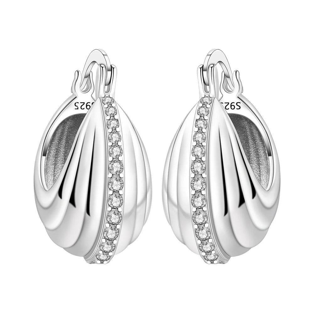 Orstarry S925 Sterling Silver Square Chain With Stone Inlaid Earrings Hoop Earrings additional angle