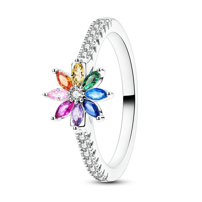 LAZA 925 Sterling Silver Colorful Rings Sparking Zirconium Bowknot Moon Sun Original alternate view