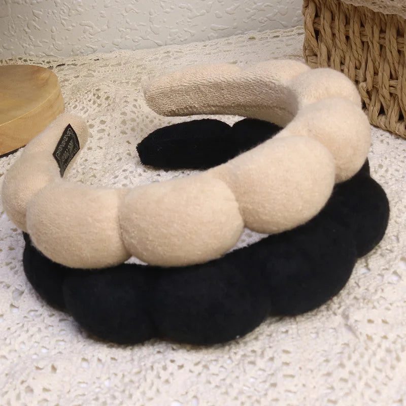 Fashion Microfiber Washing Wristbands Scrunchies Puffy Headband Spa Bubble Headband fo close-up view