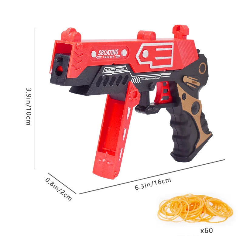 Continuous Fire Rubber Band Pistol | Foldable Toy Gun for Target Practice close-up view