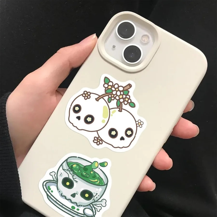 50Pcs Groovy Skull Stickers | Waterproof Vinyl Decals for Laptops, Water Bottles, Skateb detail view
