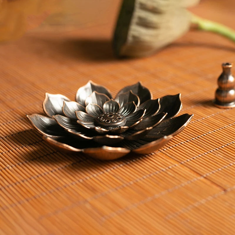 Lotus Flower Incense Burner | Metal Wax Melt Holder for Temple and Home lifestyle view