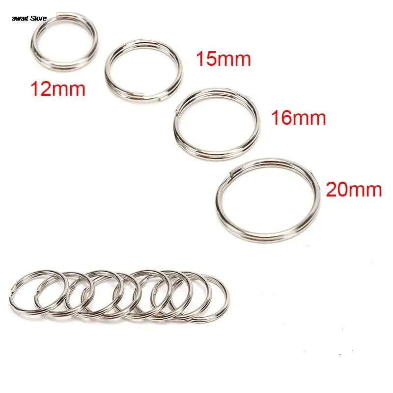 100 Polished Silver Split Key Rings | Stainless Steel Keychain Set for DIY and Orga additional angle
