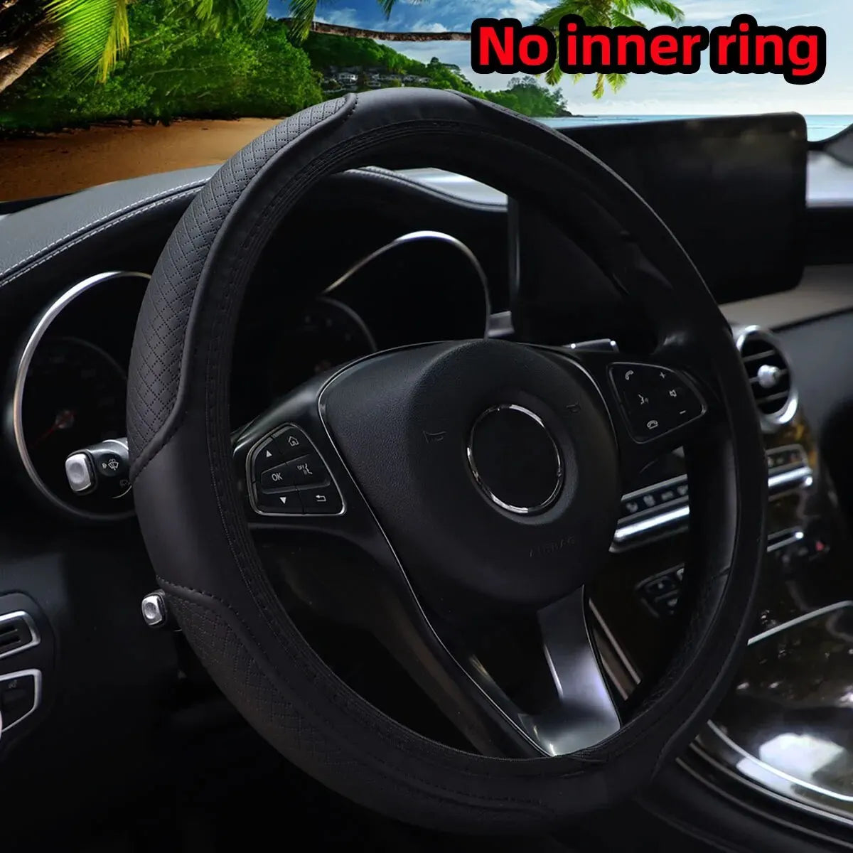 Artificial Leather Three-dimensional Embossed-car without Inner Ring Steering Wheel C alternate view