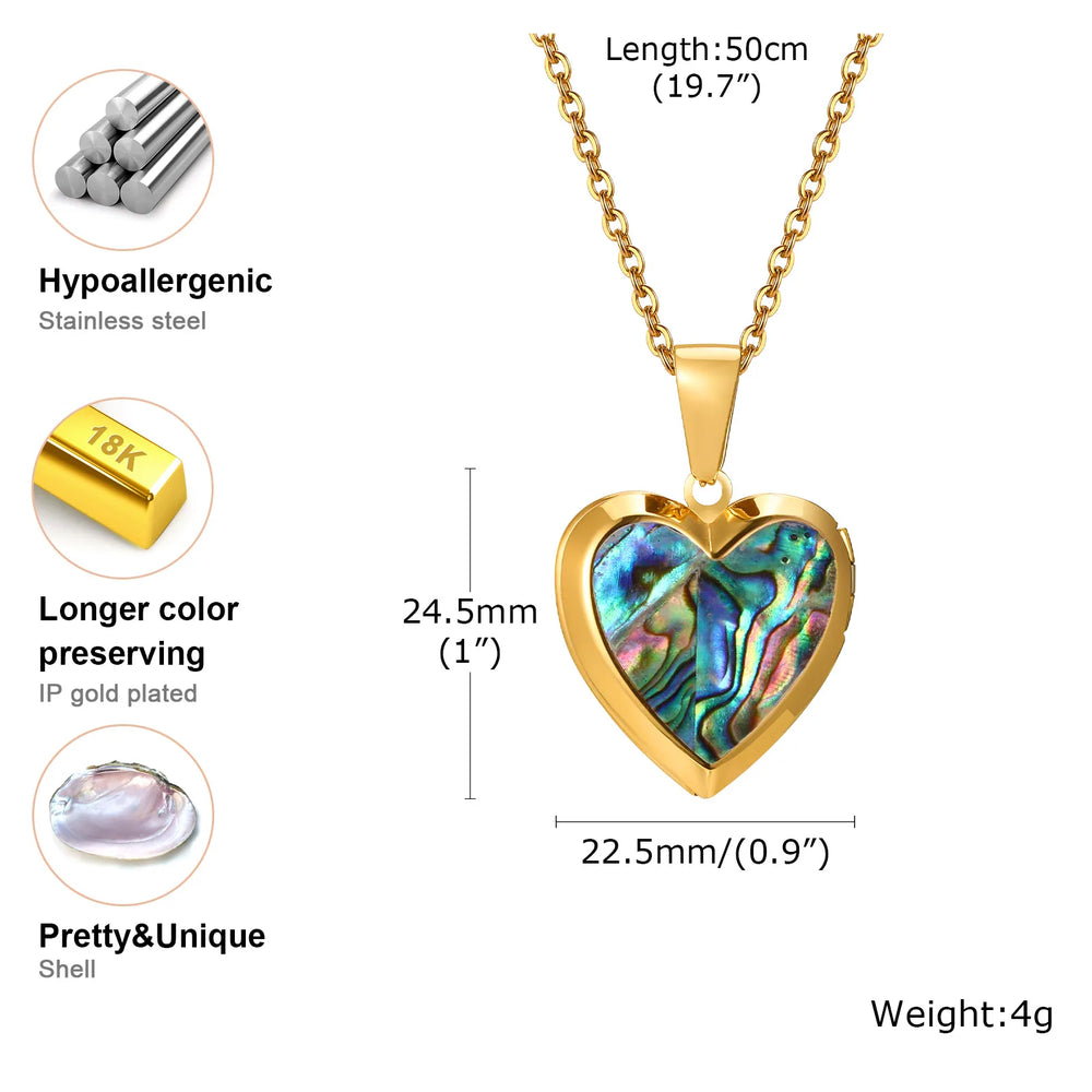 Vnox Light Heart Locket Pendants for Women Men Openable Photo Frame Glossy Stainles additional angle