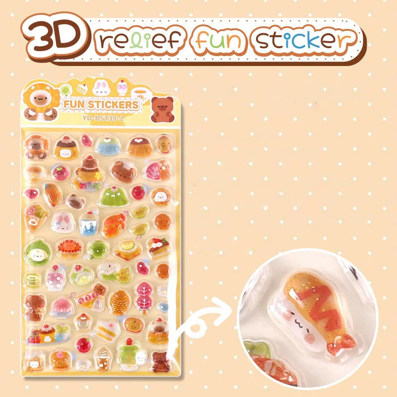 6-Style Japanese 3D Cute Stickers | Crystal Embossed Design for DIY Crafts detail view