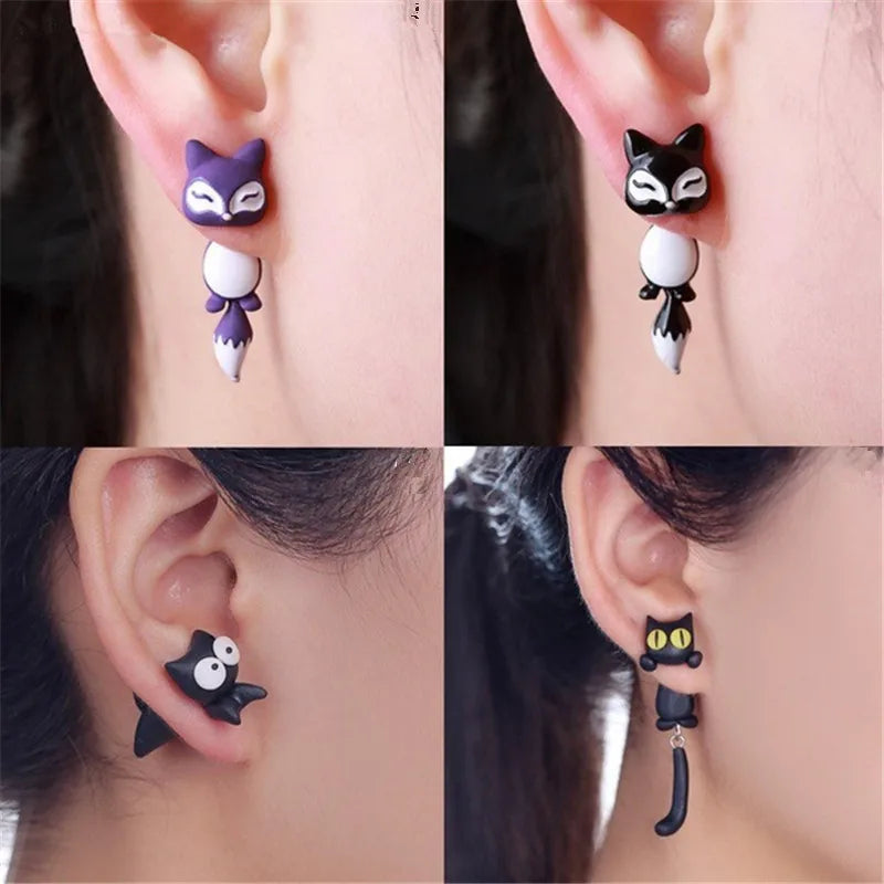 New Fashion Cute Animal Female Creative Handmade Earrings Polymer Clay Dinosaur Dog C alternate view