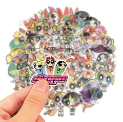 50 PCS Powerpuff Girls Graffiti Waterproof Sticker Set | Luggage, Laptop, Helmet Decor